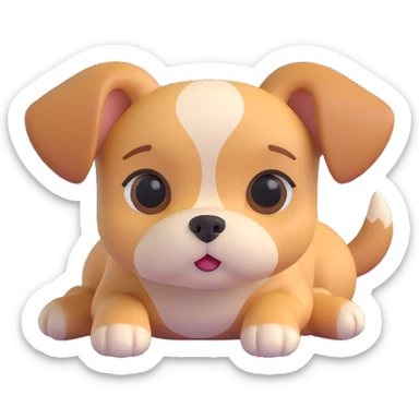 small dog lying face up, looking adorable sticker