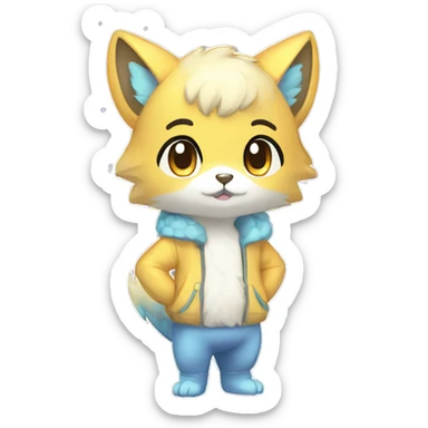  High quality detailed Cute Cool Kawaii stylish Pretty Chibi Fur-Sona Shiny Colorful Sparkly Fakemon Full Body sticker