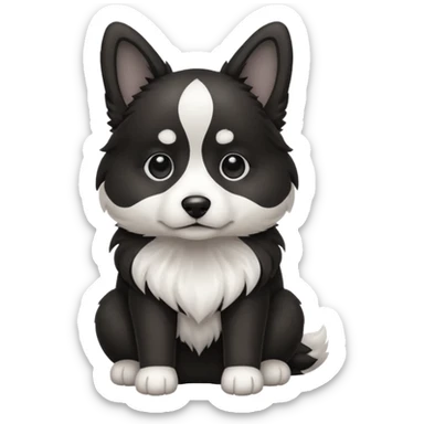 A dog with black and white colors in a sitting position sticker