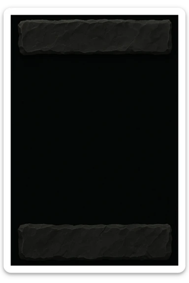 Render the card background in the exact same dimensions as the reference image. Make the two stone areas the same size and shape. Change the stone to have rougher, more irregular edges while keeping the overall style and color the same as the original. sticker