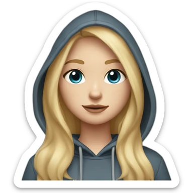 A blonde girl  with blues eyes, with straight hair and a ray,she has light skin a few freckles, and she wear a hoodies and she Carries in his arms a black labrador dog  sticker