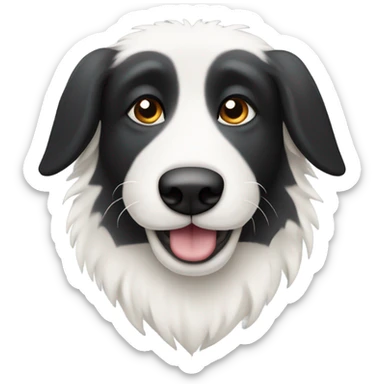 Half white half black sheepdog face where left half is white sticker