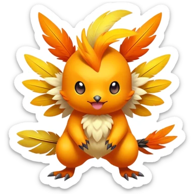 Elemental Flying-type-Electric-type colorful exotic cute chibi anime-style Pokémon-Fakémon-creature sticker