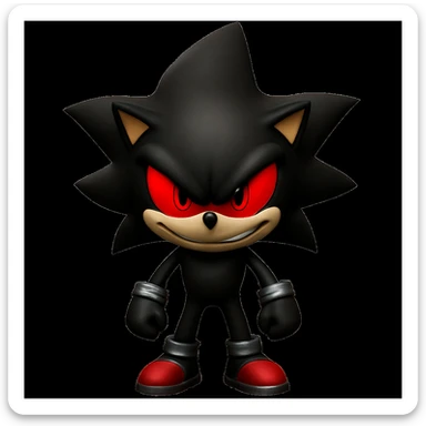 Keep the picture quality and style exactly the same. Make the eyes red and a bit scary, with a more intense, menacing stare and a subtle sinister grin. No other changes. sticker