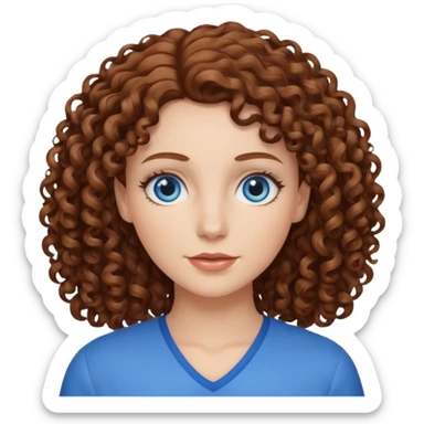 White woman with brown curly hair sticker