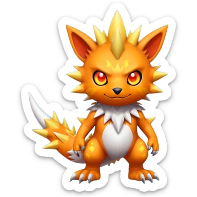 colorful fantasy edgy cool badass cute Digimon-Fakémon, with random markings, full body sticker