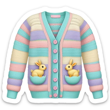 pastel crocheted easter cardigan sticker