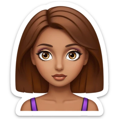 big dark eyes and tanned skin brown hair glamorous  sticker