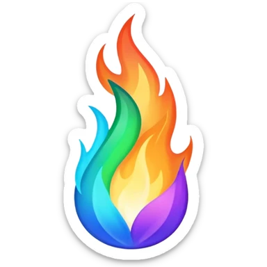 green blue and purple flame sticker
