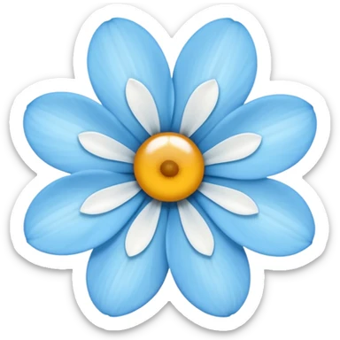 light blue  flower with a white center sticker