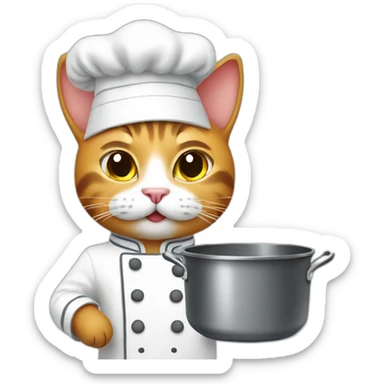 Cat chef with pan sticker
