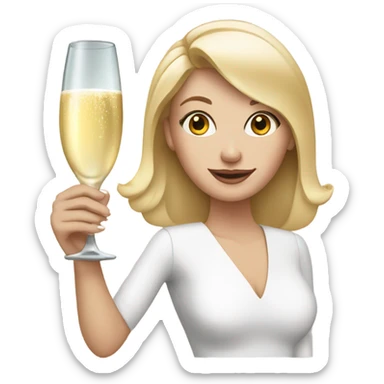 white woman hand with french nails holding champagne glass sticker