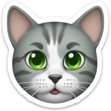 Grey cat green vomit sticker