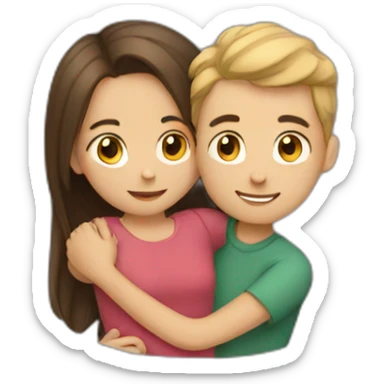 A girl is hugging a boy. They are friends  sticker