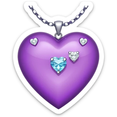 purple heart with diamond necklace around it sticker