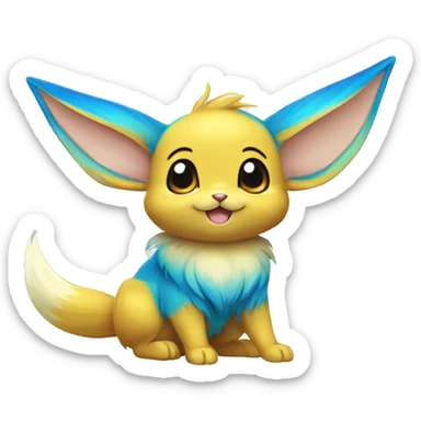 Shiny Colorful Yellow Blue Electric Mouse Eevee sticker