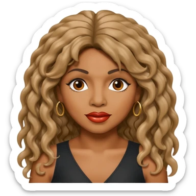 Tina Turner with long wavy crimped hair and makeup  sticker