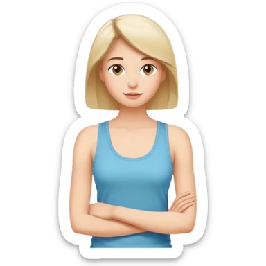 Adult woman, wearing a sleeveless tank top, relaxed posture
 sticker