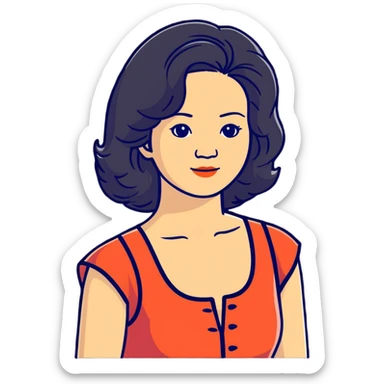 Teresa Teng legendary singer with classic 70s-80s style, chest up portrait sticker