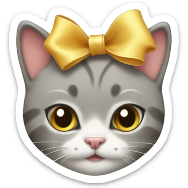 Cat with a bow on her head sticker