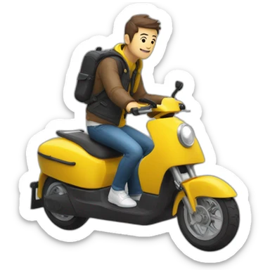 xiaomi trottinette homme chauve avec gilet jaune sticker