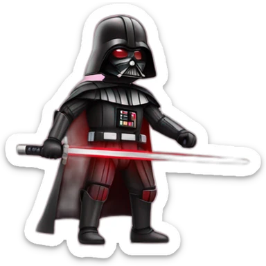 dark vador en position de combat qui tien un sabre laser rouge sticker