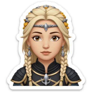ESO female breton warrior with lashes and earrings sticker