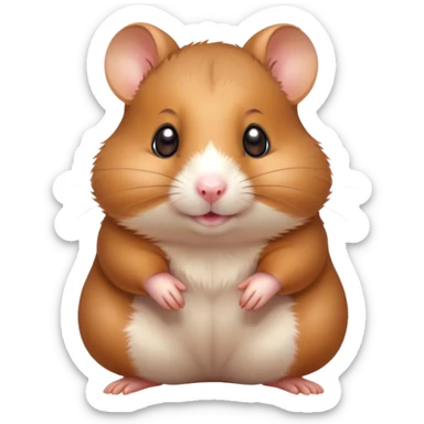 Cinematic Cute Brown Hamster Portrait Emoji, Head tilted playfully and inquisitively, featuring a glossy, rich brown fur with a delicate sheen, round, sparkling dark eyes filled with curiosity, Simplified yet irresistibly adorable features, highly detailed, glowing with a warm, friendly glow, high shine, affectionate and lively, stylized with a touch of whimsy, bright and endearing, soft glowing outline, capturing the essence of a mischievous yet loving hamster, so playful it feels like it could dash out of the screen and into your arms! sticker