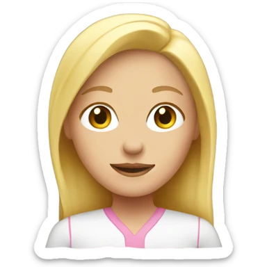 Blonde Girl on pink computer  sticker
