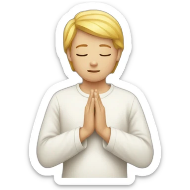 White person praying sticker