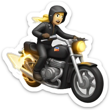 motorcyclist with lightning sticker