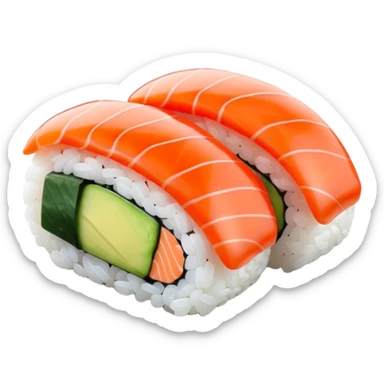 Sushi Cinematic Realistic Sushi Dish Emoji, depicted as one or two artfully arranged pieces of fresh sushi, rendered with delicate textures and subtle, natural lighting that highlights its refined simplicity. sticker