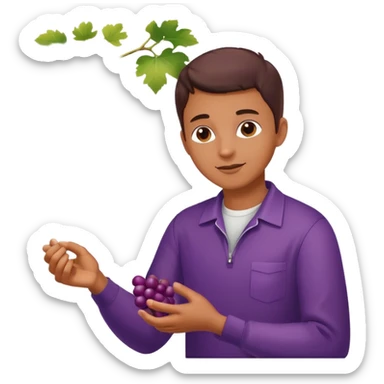 premium emoji elegant hand picking ripe glossy purple grapes from a vine warm sunlight minimalist luxury soft shading sticker