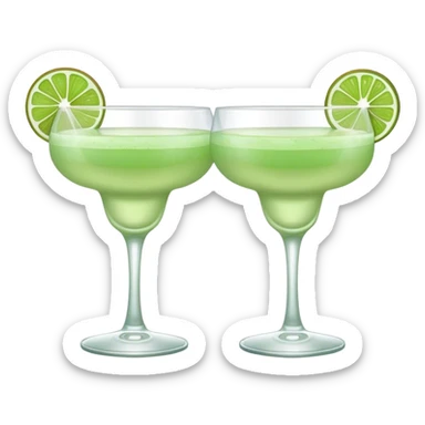 Pink margarita glass and pale green margarita glasses clinking in celebration  sticker