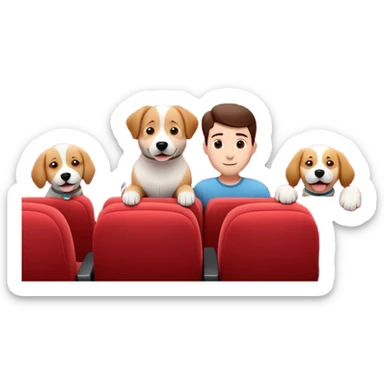 3d realistic interior of movie with dog theater with people  sticker