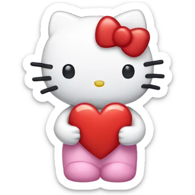 hello kitty with a heart sticker