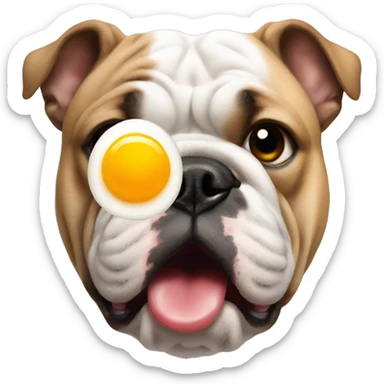 Bulldog with a boiled egg sticker