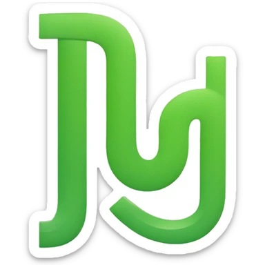 This graphic depicts a green, stylized "U" letter. The design is modern and simple, with the left side of the "U" being a downward-curving line instead of a vertical line, resembling an inverted "J" letter.  sticker