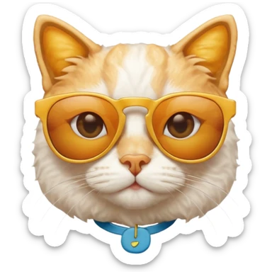 White Cat with sun glasses and this cat is made from nugget sticker