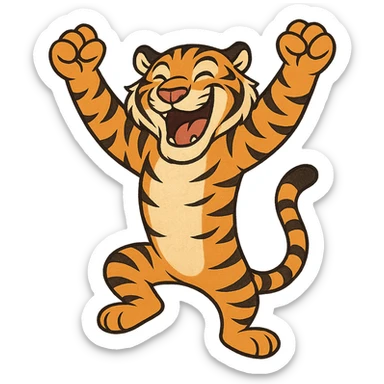 tiger celebrating, variation 8 sticker