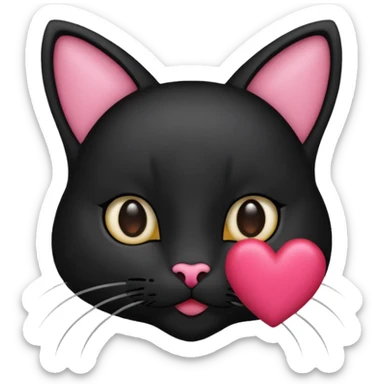 een zwarte kat met een hartje naast zijn hoofd sticker