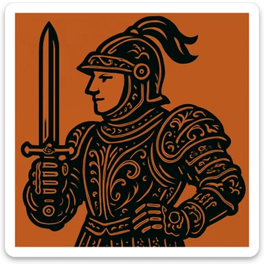 Add more detailed armor plates and engravings with bold lines, keep cartoon style. sticker