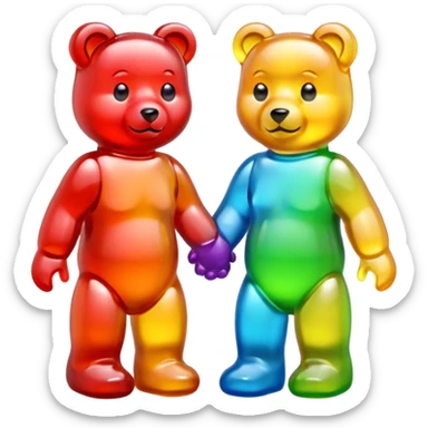 Three gummy bears holding hands sticker