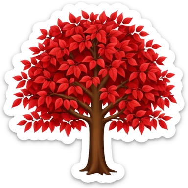 red leaves tree sticker