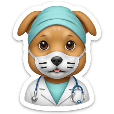doctor dog Wearing Medical Mask sticker
