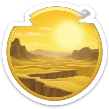 Landscape with high rised sun and yellow lands sticker