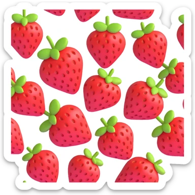 3D emoji style strawberry cluster, three-dimensional and vivid, no expression sticker