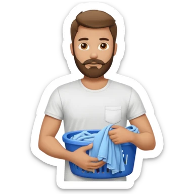 Bearded handsome man  doing laundry sticker