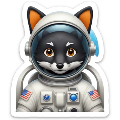 black fox astronaut sticker