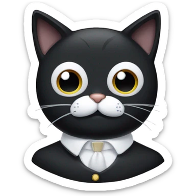 Black cat with white collar and white moustache under nose sticker